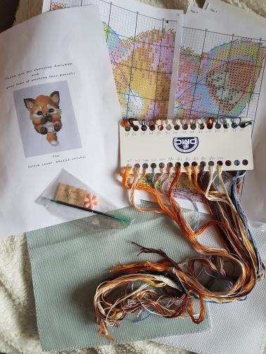 Cute Fox Cross Stitch Kit – Beginner Embroidery Set