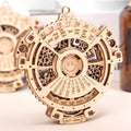 Carved basswood 3D wooden perpetual calendar puzzle with decorative etched details